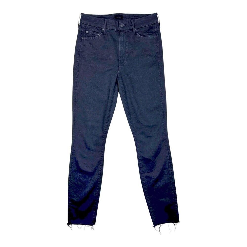 Mother The Looker Jeans Size 26 Black Ankle Fray Skinny High Rise